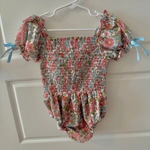Floral Baby Romper with Puff Sleeves